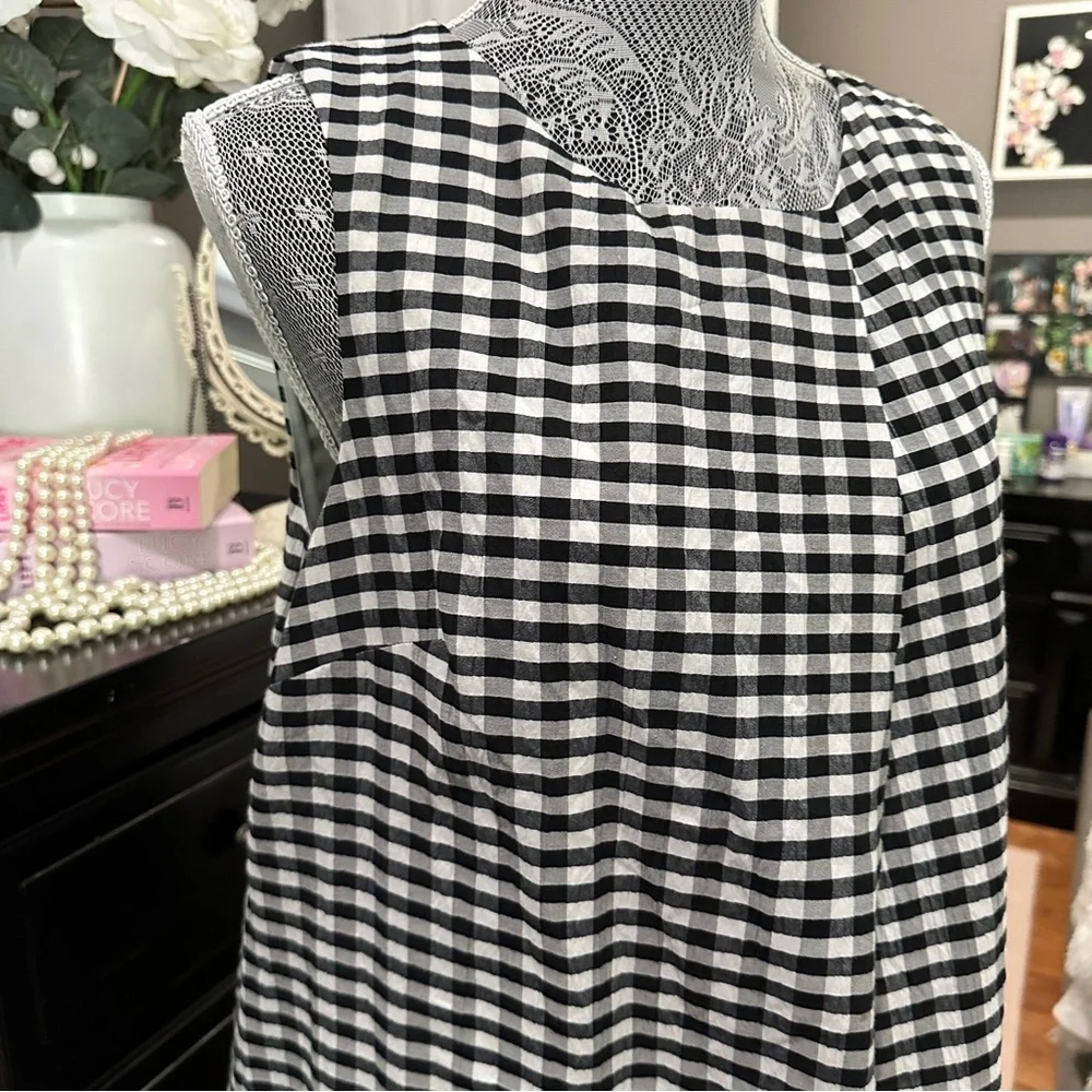 DKNY Gingham A-Line Sleeveless Dress | Size 12 | Classic Check - Picture 8 of 16